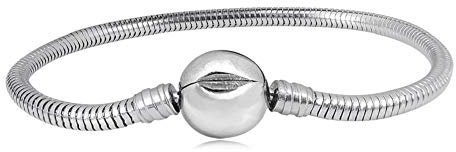 KunBead Jewelry 3mm Snake Chain Charm Bracelets with Clip Lock Clasp Beads for Women Girls Jewellery Making (19CM)