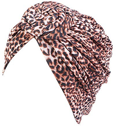 MoreChioce Damen Boho Kopftuch,Elegante Hijab Chemo Turban Stretch Headwrap Kopfbedeckung Baumwolle Kopftücher Headscarf Frauenalltags Kopf Wraps Bandana Chemo Kopf Accessoires,Braun Leopard