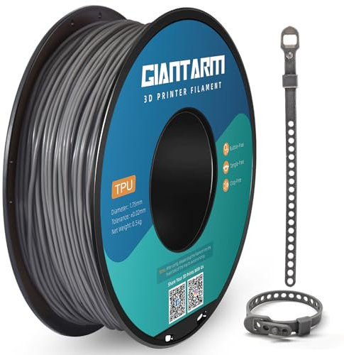 GIANTARM TPU Filament 1,75 mm für 3D-Drucker 0.5kg, Transparentes Grau