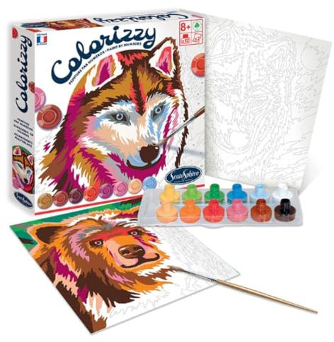Sentosphère – Colorizzy - Animaux de la Forêt - Peinture par Numéros - Intuitif et Facile - Moment Relaxation - Kit de Loisir Créatif - Pour enfants dès 6 ans - Fabriqué en France - 4508