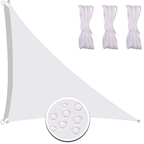 Redfire Voile d'Ombrage Triangle 5X5X7.1M, Résistance aux Déchirures Voile d'Ombrage Toile dOmbrage Insipide Tissu Oxford Compris Corde Fixation pour Jardin Blanc