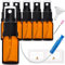 HandsUnity 10 ml-6 botellas de spray de vidrio – juego de frascos de vidrio ámbar de farmacia con vaporizador negro, botella rociadora de vidrio marrón, incluye 17 accesorios