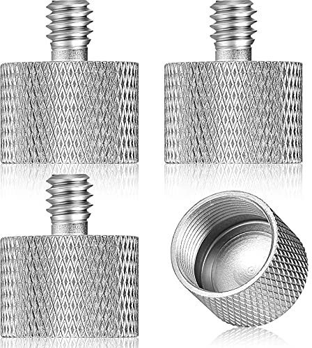 4 Pieces Mic Stand Adapter 5/8 Female to 1/4 Male for Camera Mount Tripod Thread Adapter Conversion Connector Screw Adapter for Microphone Stand Mount Adapter (Silver)
