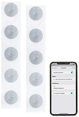 Callstel NFC-Aufkleber: 10er-Set NFC-Tag-Sticker, kompatibel mit iOS & Android, 504 Byte (Digitale NFC-Visitenkarten, NFC-Tag iPhone, Zutrittskontrolle)
