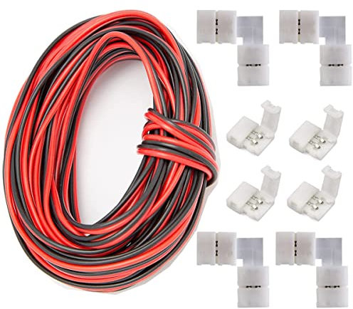 HUAZIZ 10m 22 AWG 2 Pin LED Streifen Verlängerungskabel LED Strip Anschlusskabel LED Verbinder für SMD 3528 2835 5050 5630 einfarbige LED Streifen und andere DC 12V,24V LED Beleuchtung