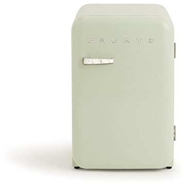 CREATE / RÉTRO FRIGO 83.5 ARGENT/Réfrigérateur vert pastel avec poignée marbre / 98W, basse consommation, 2 étagères, régulateur de température, porte-bouteilles, 56x54x84cm.