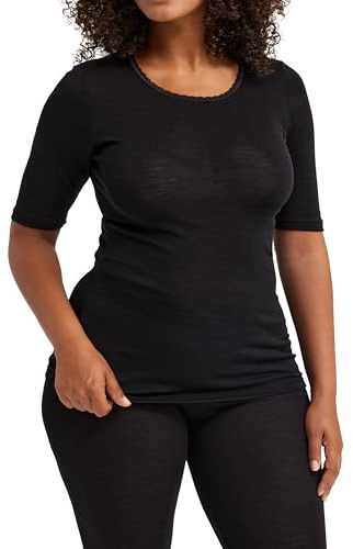 Dilling T-Shirt aus Merinowolle und Seide für Damen Schwarz 44