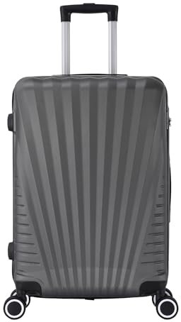 Valise Grande Taille 75cm – Bagage Soute XL 94L ABS Léger et Résistant – 4 Roues Doubles 360° Silencieuses – Cadenas 3 Chiffres – Gris Anthracite – TROLLEY ADC – Collection Elegance