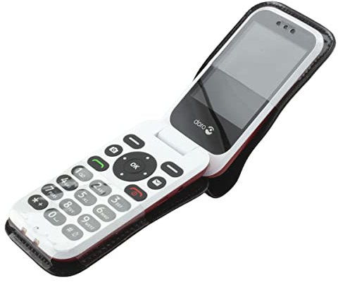 caseroxx Sac Cuir avec Clip Ceinture Compatible avec Doro 6880 de Cuir veritable, Sac avec Clip Ceinture et fenêtre en Noir