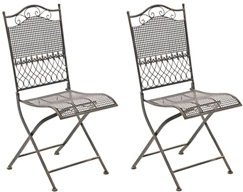 CLP 2er Set Eisen-Gartenstühle Kiran I Klappstühle mit edlen Verzierungen, Farbe:Bronze