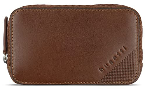 bugatti Nobile Schlüsseletui aus echtem Leder - edles Etui mit RFID Schutz, cognac