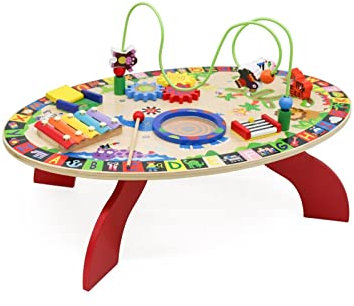 HYGRAD BUILT TO SURVIVE Kid's 7 in 1 Wooden Activity Table Multi Functional Kids Activity Toy Table With Bead Maze, Xylophone, Kids Educational Activity Table
