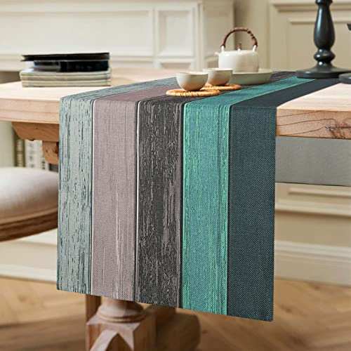 Tischläufer Frühling Modern Wohnzimmer Tischsets Grün Tischläufer Modern Platzsets Blaugrün Grau Tischmatten für Esstisch Party Hochzeit Leinen 40 x 140cm Blau Tischläufer Grün Holzoptik Landhausstil