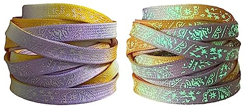 Jamron 2 Pare Luminosos Neón Cordones Planos para Zapatillas Color Degradado Impresos Nylon Cordones de Zapatos SN0702123 Morado 120CM