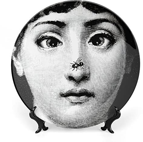 Lina Cavalieri - Piatto decorativo Fornase, da appendere alla parete, con staffa e speciale gancio a molla, stile 18 cm