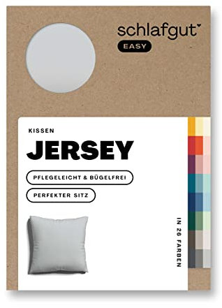 Schlafgut Easy Jersey Kissenbezug 40x40 cm Grey Light mit 100% Baumwolle, superweicher & atmungsaktiver Kopfkissenbezug