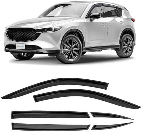 CLIM ART Windabweiser für/kompatible mit Mazda CX-5 2017-2025 (II) KF - Stick-on Regenabweiser - Autofenster Sonnen-& Regenschutz - Windabweiser Autofenster - Einfache Montage - Garantie 6 Set