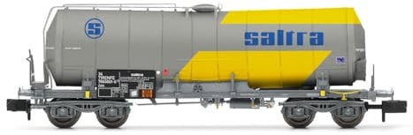 ARNOLD HN6628 RENFE, carro cisterna isolato a 4 assi SALTRA per il trasporto di acido cianidrico, livrea gialla grigia, ep. IV Carri merci