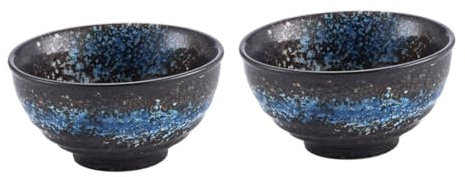 HOMSFOU 2pcs Vintage Stoneware Bowl Vintage Chinese Bowl Japanese Noodle Bowl Cereal Bowl Asian Rice Bowl Food Serving Bowl Ceramic Soup Bowls Eating Bowl Bowl Food Bowl Round Ceramics