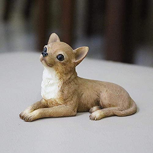 OwKay Figur Tier Statue Ornamente Chihuahua Hund Modell Auto Dekoration Harz Handwerk Sammlung-EIN Glückliches Haus