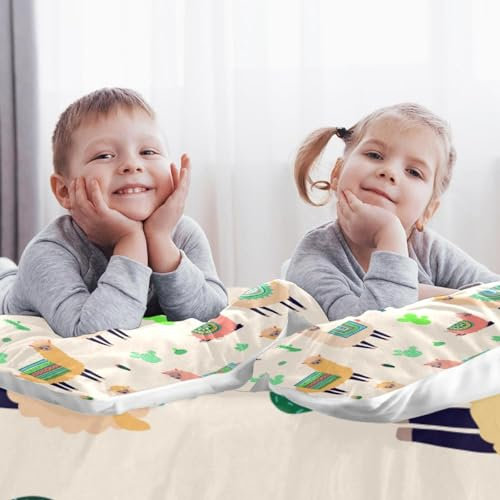 Kings Bettwäsche-Set, Lama-Alpaka-Kaktus, 3-teilig, ultraweich, 1 Bettbezug mit 2 Kissenbezügen, Reißverschluss und 4 Eckbänder