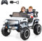 COSTWAY 24V Voiture Électrique Enfants 2 Places avec Télécommande 2,4G & Pelle, Véhicule Électrique avec Musique & Lumières LED, Démarrage Lent & 3 Vitesses(3,9/4,8/5,9km/h) pour 3-8 Ans
