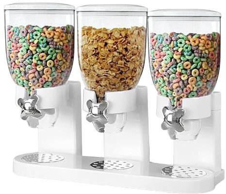 Dispensador de cereales para despensa, dispensador triple de cereales, dispensador de arroz de 2 litros, organización de cocina, encimera de cocina de gran capacidad, contenedor de alimentos secos, di
