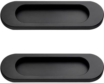 ROSYLEVE 2 Pezzi Maniglia Porta Scorrevole Nero Senza Perforazione Maniglia Porta Scorrevole Maniglia Balcone Maniglia Porta Scorrevole Maniglia Mobili Shell per Armadi Porte e Cassetti (Nero)
