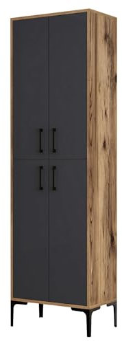 Woody Fashion Mehrzweckschrank | Melaminbeschichtet | Metallbein | Nussbaum Anthrazit