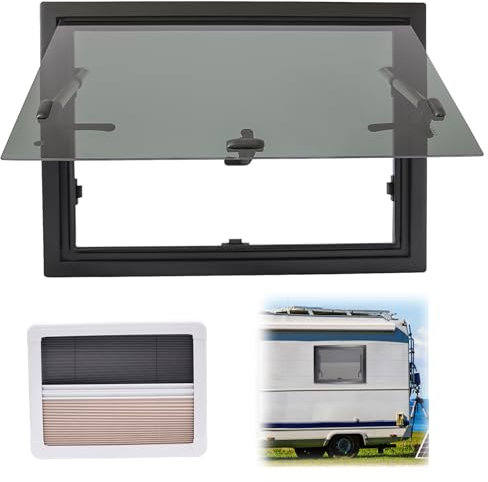 BJTDLLX Wohnmobilfenster Ausstellfenster 600x450 mm Wohnmobil Fenster Wohnwagen Fenster inkl. Verdunklung Seitenfenster Camper, Externes Push Fenster für RV, Wohnmobilfenster Camper Fenster