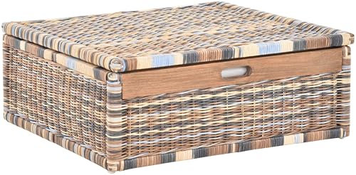 Large Rattan Underbed Drawer 64 x 58 x 24 cm / Underbed Storage Box with Lid Bed Box Basket Clothes Storage Box (Multi-Colour)