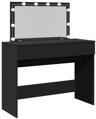 vidaXL Schminktisch mit LED-Beleuchtung Schwarz 100x40x120 cm