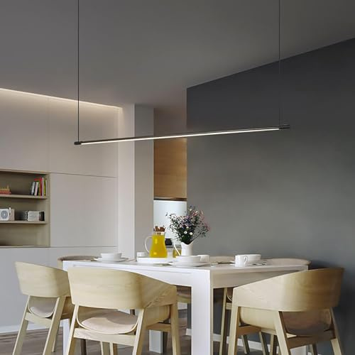 GZZBMY 140CM Höhenverstellbar Hängelampe LED Dimmbare Hängeleuchte Modern Esszimmer Pendelleuchte Esstisch Dimmbar Memory 2700K/4500K/6500K 3 Farben für Esszimmer Wohnzimmer (Newtrales Licht,120CM)