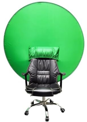 Green Screen Round Chair Backdrop Patented, 142cm Round Portable Foldable Webcam Backdrop for Video Chats Video Conference Game Single Layer L Size