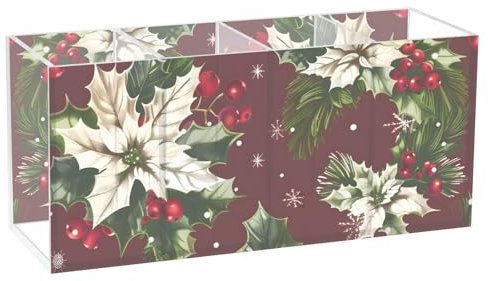 OWFKAY Stifthalter aus Acryl, 4 Fächer, Weihnachtsdekoration, Pflanzen, Bleistift-Organizer, Becher für Arbeitsplatte, Schreibtisch
