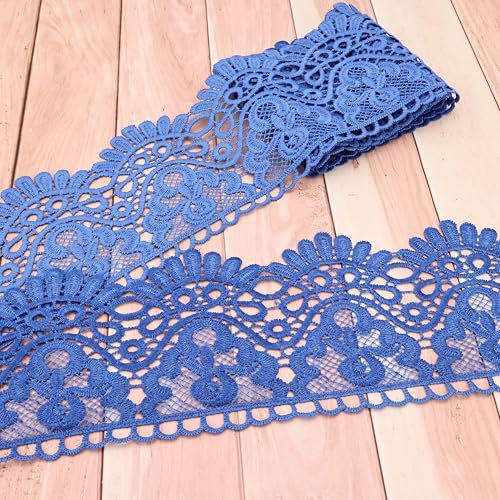 Blaue Venedig-Spitzenborte, 1,8 m breites Spitzenband, Krone, bestickter Rand zum Nähen, Basteln, Hochzeitskleid, Verzierung, Heimdekoration