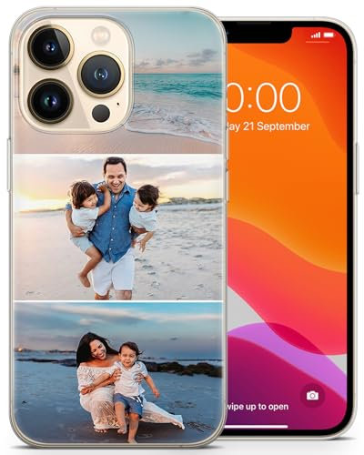 AIGAT Personalised Case for iPhone 5 / 5s / SE 3016 Flexible TPU Silicone Your Individual Design Cover with Custom Collage 3 Images Logo Photo & Text Names - Add Your Idea