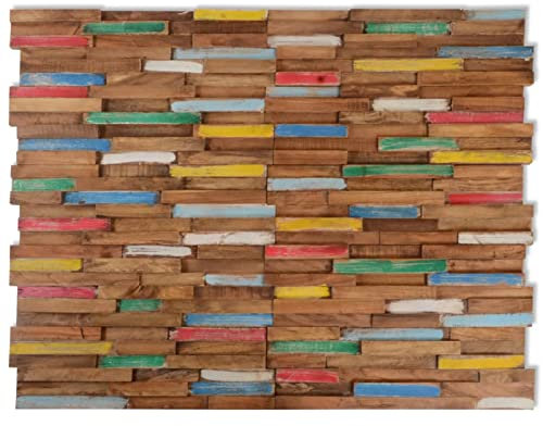 Tidyard Panneaux de revêtement Mural 10 pcs 1,03 m² Bois de Teck Solide, Murale Décorative pour Murs de Fond de la Télévision, Cuisine, Intérieure, Salon, Chambre, Salle de Jeu