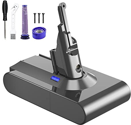 Akku für Dyson V8, Ersatzakku 6000mAh V8 Absolute V8 Animal V8 Fluffy V8 Motorhead Handstaubsauger (2 Filter + 1 Pinsel + 1 Schraubendreher + 3 Schrauben)