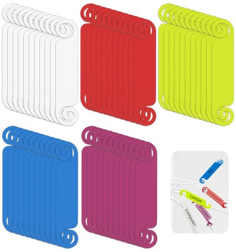 50 etiquetas de cable multicolor, reutilizables, etiquetas de cable, etiquetas de cable, colgante de identificación para teléfono USB