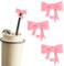 Thinp 3 Pcs Reusable Silicone Straw Covers Bow Straw Topper 10mm Pink Straw Topper Cute Bow Straw Toppers Compatible with Stanley 30 Oz & 40 Oz Tumbler Cups,Pink