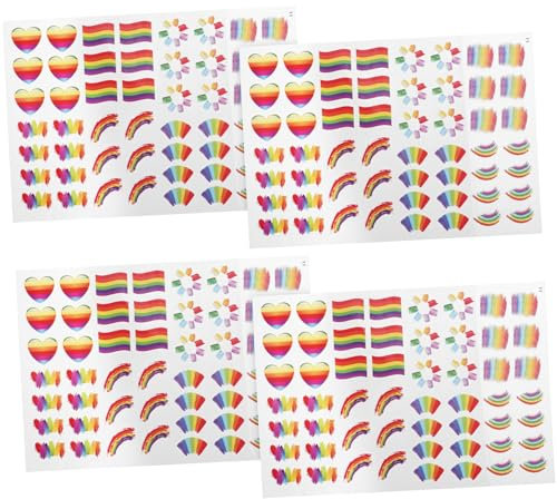 CRILSTYLEO 4sheets Pride Rainbow Face Stickers Lgbtq Stickers for Women Teens Removable Wall Party Favors Envelope Seals