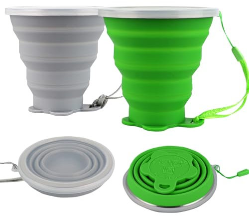 ddLUCK 2 Pcs Tasse Pliable en Silicone, 320ml Gobelet Retractable de Voyage, Flexible Reutilisable Portable Camping Pliable Cup, Pliant Mug Pour Pique-Nique, RandonnéE, Fitness en Plein Air