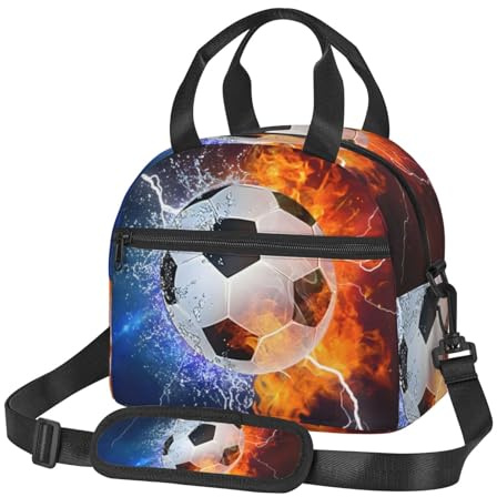 Lonchera de fútbol para mujer, reutilizable, aislada, para adultos, adolescentes, niños, niñas, lonchera portátil, bolsa térmica para oficina, escuela, picnic, viajes al aire libre