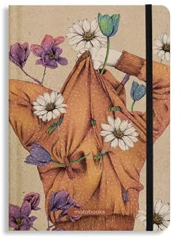 Matabooks – Nachhaltiges A5 Notizbuch/Tagebuch/Bullet Journal/Schreibheft/Notebook aus Süßgraspapier – Nari Farbe: Apricot Orange (punktiert)