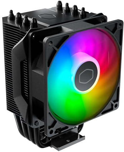 Cooler Master Hyper 411 Nano ARGB CPU Air Cooler - 4 Heat Pipes (TDP 180W), 92mm Fan (PWM), ARGB LED Controller, Low-Clearance 136mm Aluminium Heatsink - AMD & Intel Socket Compatible