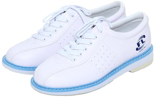 Hiuzylqx Mens Lawn Bowls Shoes Leather Bowling Trainers Comfort Lace Up Anti-Slip Bowling Sneakers,White,10 UK