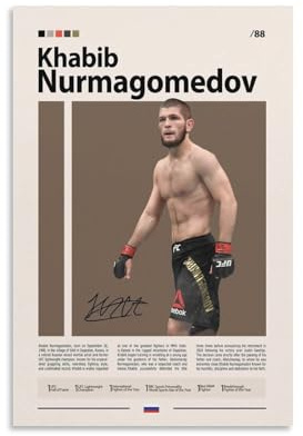 NFDVFHFRQ Khabib Nurmagomedov signiertes Poster, Leinwandposter, Schlafzimmer, Dekoration, Landschaft, Büro, Raumdekoration, Geschenk, 40 x 60 cm