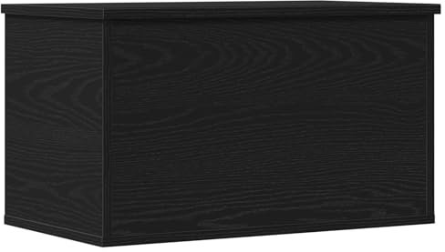 vidaXL storage box with lid - black oak mdf rectangular chest 60x35x35cm for bedroom/living room/hallway - modern furniture organizer