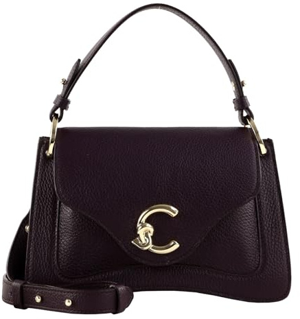 Coccinelle Leder Umhängetasche Handtasche C-Me Grained Leather Handbag Prune dunkelviolett